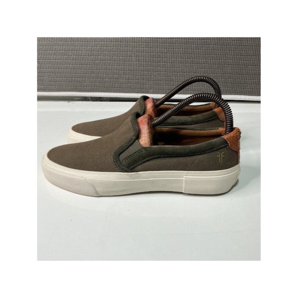 Frye Men's Brown Canvas Slip-On Shoes With Leather Accents Casual Style Size 7.5